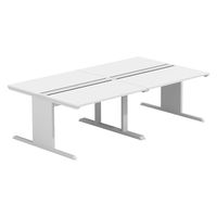 【軒先渡し】LASHデスク ティーレッグホール 幅2400×奥行1400×高さ720mm ホワイト天板/ホワイト脚 1台（直送品）