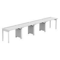 【軒先渡し】LASHデスク フォーレッグハーフ脚 幅4000×奥行600×高さ720mm ホワイト天板/ホワイト脚 1台（直送品）