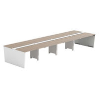 【軒先渡し】LASHデスク ベンチホール脚 幅4800×奥行1400×高さ720mm オーク天板/ホワイト脚 1台（直送品）