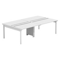 【軒先渡し】LASHデスク フォーレッグホール脚 幅2400×奥行1400×高さ720mm ホワイト天板/ホワイト脚 1台（直送品）