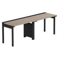 【軒先渡し】LASHデスク フォーレッグハーフ脚 幅2000×奥行600×高さ720mm オーク天板/ブラック脚 1台（直送品）