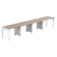 【軒先渡し】LASHデスク フォーレッグハーフ脚 幅4000×奥行700×高さ720mm オーク天板/ホワイト脚 1台（直送品）