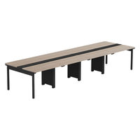 【軒先渡し】LASHデスク フォーレッグホール脚 幅4000×奥行1200×高さ720mm オーク天板/ブラック脚 1台（直送品）