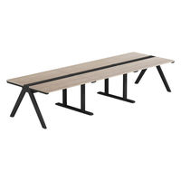 【軒先渡し】LASHデスク ラッシュホールレッグ 幅3600×奥行1200×高さ720mm オーク天板/ブラック脚 1台（直送品）