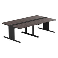 【軒先渡し】LASHデスク ティーレッグホール 幅2400×奥行1400×高さ720mm ダークアッシュ天板/ブラック脚 1台（直送品）