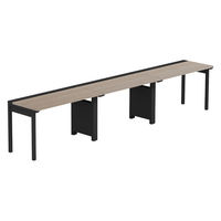 【軒先渡し】LASHデスク フォーレッグハーフ脚 幅3600×奥行600×高さ720mm オーク天板/ブラック脚 1台（直送品）