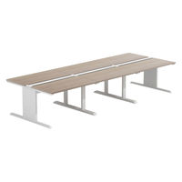 【軒先渡し】LASHデスク ティーレッグホール 幅3600×奥行1400×高さ720mm オーク天板/ホワイト脚 1台（直送品）