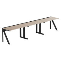 【軒先渡し】LASHデスク ラッシュハーフレッグ 幅3600×奥行600×高さ720mm オーク天板/ブラック脚 1台（直送品）