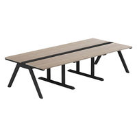 【軒先渡し】LASHデスク ラッシュホールレッグ 幅3000×奥行1400×高さ720mm オーク天板/ブラック脚 1台（直送品）