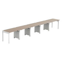 【軒先渡し】LASHデスク フォーレッグハーフ脚 幅5000×奥行700×高さ720mm オーク天板/ホワイト脚 1台（直送品）