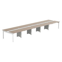 【軒先渡し】LASHデスク フォーレッグホール脚 幅6000×奥行1400×高さ720mm オーク天板/ホワイト脚 1台（直送品）