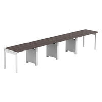 【軒先渡し】LASHデスク フォーレッグハーフ脚 幅4000×奥行700×高さ720mm ダークアッシュ天板/ホワイト脚 1台（直送品）