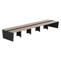 【軒先渡し】LASHデスク ベンチホール脚 幅6000×奥行1400×高さ720mm オーク天板/ブラック脚 1台（直送品）