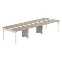 【軒先渡し】LASHデスク フォーレッグホール脚 幅3600×奥行1200×高さ720mm オーク天板/ホワイト脚 1台（直送品）