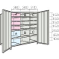 TRUSCO スチールラック 軽量棚両開扉・仕切付 875X383X1200 3列6段 ネオグレー 43V-T37 NG 1セット(1台)（直送品）