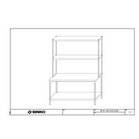 ステンレス作業台ベタ棚タイプ上棚付き仕様U2ー15030ー1200ーWBー15075 U2-15030-1200-WB-15075 1台（直送品）