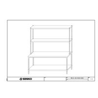 ステンレス作業台ベタ棚タイプ上棚付き仕様U2ー18030ー1200ーWBー18060 U2-18030-1200-WB-18060 1台（直送品）