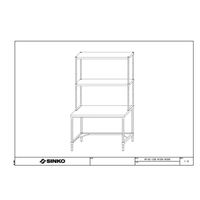 ステンレス作業台三方枠タイプ上棚付き仕様U2ー12030ー1200ーWTー12090 U2-12030-1200-WT-12090 1台（直送品）