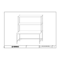 ステンレス作業台三方枠タイプ上棚付き仕様U2ー18030ー1200ーWTー15060 U2-18030-1200-WT-15060 1台（直送品）
