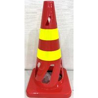 トーアン セーフティホールコーン レッド(RE) 黄テープ2本(Y2) CCー403 1セット(5本)（直送品）