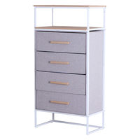 エイ・アイ・エス ファブリックチェスト 4段 幅600×奥行340×高さ1185mm ホワイト×グレー 1台（直送品）