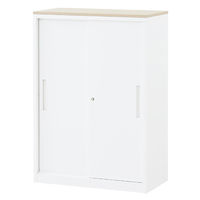 マルチワーク スチール収納 引違い3段天板付き 下置き 幅800×奥行400×高さ1148mm 1台（2梱包） オリジナル