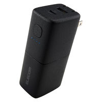 コンセント一体型 モバイルバッテリー 5000mAh 2ポート(C+A) ブラック EC-C49LBK エレコム 1個（直送品）