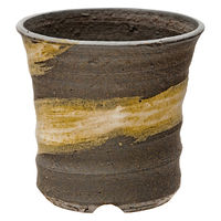 かみ山陶器 盆栽鉢 信楽焼 植木鉢 刷毛目ソリ細 8×8cm 263484 1個（直送品）