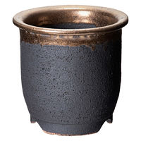 かみ山陶器 盆栽鉢 信楽焼 植木鉢 金彩大深 4号 284750 1個（直送品）