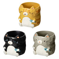 ケー・イー・アイ 鉢 リトルレジンポット ネコ 334668 1個（直送品）