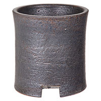 かみ山陶器 盆栽鉢 信楽焼 植木鉢 黒マット 寸胴 4号 294855 1個（直送品）