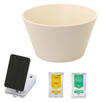 リーフ 睡蓮鉢 メダカ鉢 金魚鉢 ホワイト+ソーラー充電式エアポンプ 305586 1個（直送品）