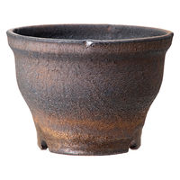 かみ山陶器 盆栽鉢 信楽焼 植木鉢 金彩丸中深 4号 294862 1個（直送品）