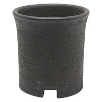 かみ山陶器 盆栽鉢 信楽焼 植木鉢 黒マット 寸胴 3号 241359 1個（直送品）