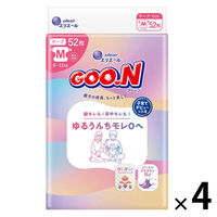 グーン おむつ テープ Mサイズ（6～11kg）1セット（52枚入×4パック）ゆるうんちモレ0へ 大王製紙