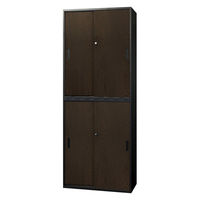 Netforce イーセンブリー 書庫 引戸書庫 3段 幅800×奥行400×高さ1050mm ダークブラウン 1セット(2台入)（直送品）