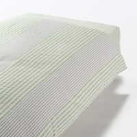 無印良品 綿 サッカー織 掛ふとんカバー Ｓ １５０×２１０ｃｍ用 グリーンストライプ 良品計画