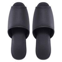 【スリッパ】テンダイ 抗菌 レザー調ビニールスリッパ 前開き Lサイズ ブラック  1セット（1足×4）