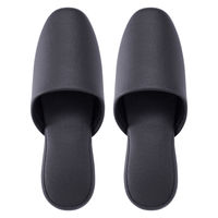 【スリッパ】テンダイ 抗菌 レザー調ビニールスリッパ Mサイズ ブラック  1セット（1足×4）