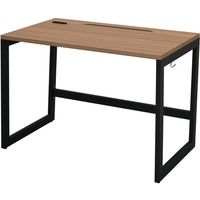 リスム デスク W1000×D600 ウォルナット×ブラック脚 2ヶ口コンセント付き RFFLD-1060DM-BL 1台（直送品）