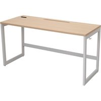 イオスコレクション リスム デスク W1400×D600 ナチュラル×ホワイト脚 2ヶ口コンセント付き RFFLD-1460NA-WL 1台（直送品）