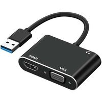 USBーHDMI/VGA ディスプレイアダプタ(2画面同時出力対応・Win/Mac両対応)ブラック色 AFF-HDA010-BK 1個（直送品）