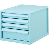 ナカバヤシ FIT COLOR A4レターケース 4段 ブルー A4E-FC04-BL 1台 64-6402-24（直送品）