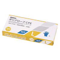 シモジマ 使い捨て手袋 SポリグローブCPE外EB L ブルー 100枚 004526050 1セット(1箱(100枚入)×30)（直送品）