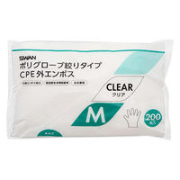 シモジマ 使い捨て手袋 SポリグローブCPE外EB絞り Mクリア 200枚 004526056 1セット(1袋(200枚入)×30)（直送品）