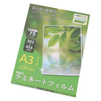 シモジマ ラミネートフィルム75μ 303×426 A3 007320025 1セット(1箱(100枚入)×5)（直送品）