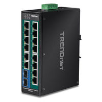 TRENDnet 16ポート 産業用ギガビットPoE+ DINレールスイッチ TI-PG162 1台（直送品）
