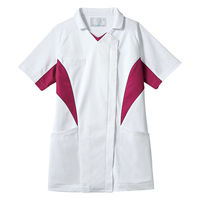 住商モンブラン ナースジャケット 半袖 白/バーガンディ 9L MN357-18 1枚（直送品）