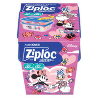 （数量限定）ジップロック コンテナー 食品保存容器 長方形 ディズニー 480ml＆820ml 各1個入 2個セット 旭化成