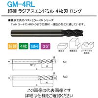 株洲ダイヤモンド切削工具 超硬 ラジアスエンドミル 4枚刃 ロング GM-4RL-D10.0R2.0 1セット（2本）（直送品）
